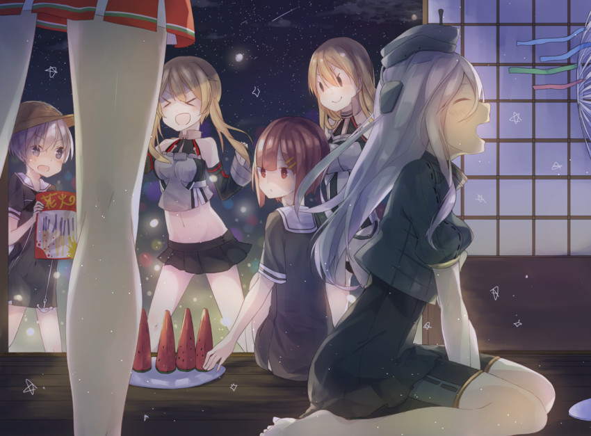 prinz eugen, bismarck, z1 leberecht maass, z3 max schultz, u-511, and 1 more (kantai collection) drawn by g-buri