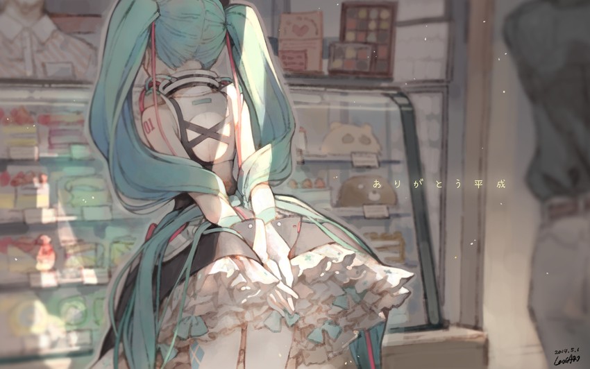 hatsune miku and magical mirai miku (vocaloid and 1 more) drawn by len_(a-7)