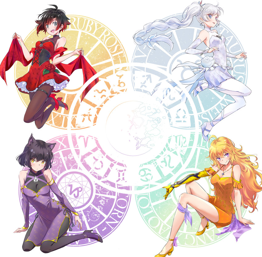 ruby rose, weiss schnee, yang xiao long, and blake belladonna (rwby) drawn by iesupa