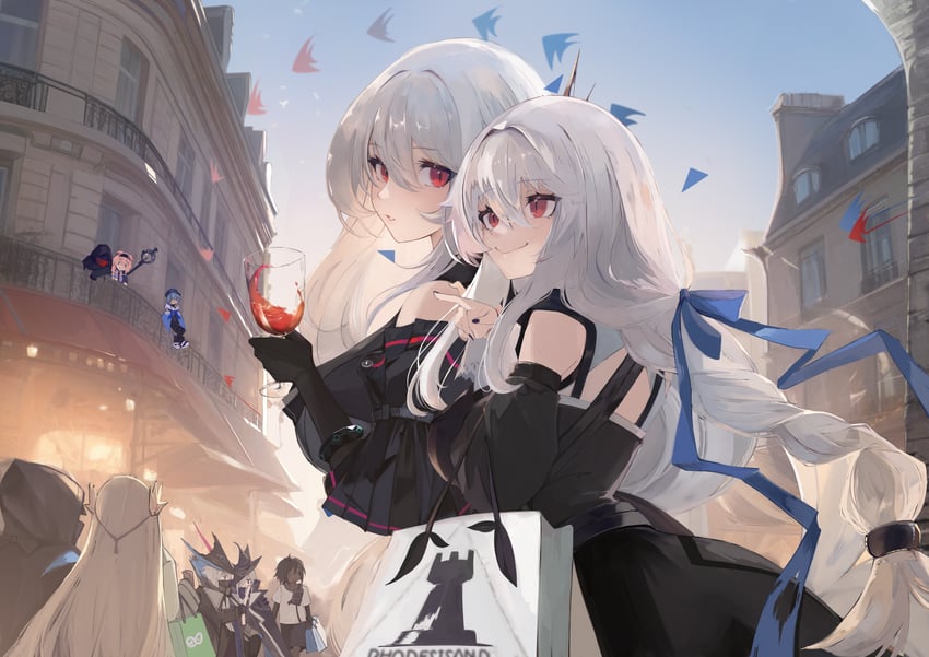 doctor, skadi, specter, goldenglow, muelsyse, and 6 more (arknights) drawn by aqa