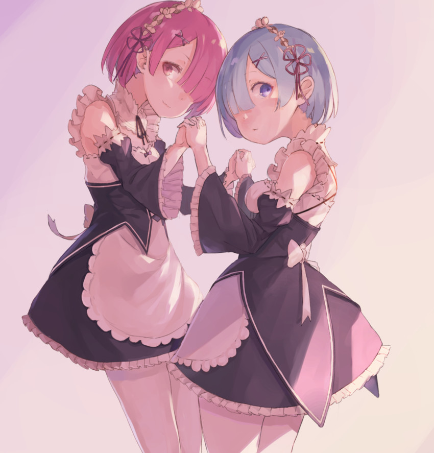 rem and ram (re:zero kara hajimeru isekai seikatsu) drawn by kikkaiki