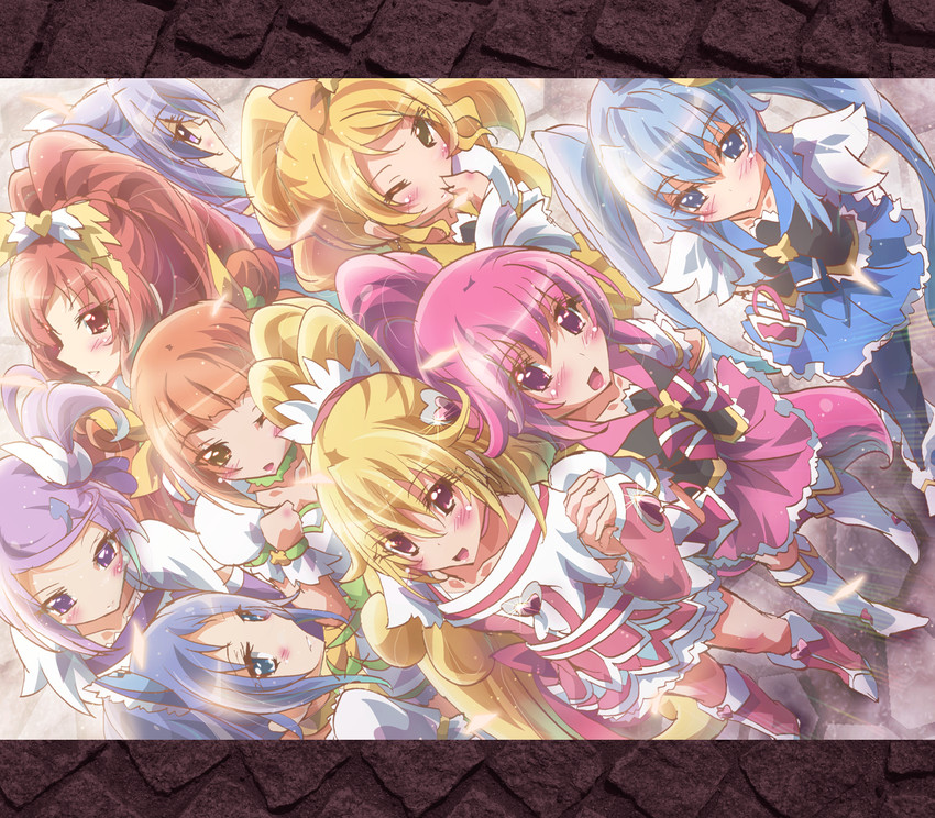 hishikawa rikka, aida mana, kenzaki makoto, shirayuki hime, yotsuba alice, and 13 more (precure and 2 more) drawn by inoshishi_(ikatomo)
