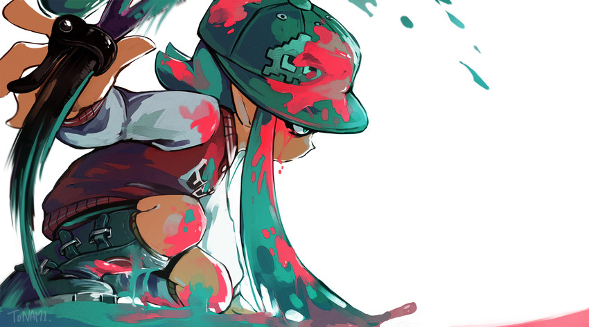 inkling player character and inkling girl (splatoon) drawn by tona_bnkz