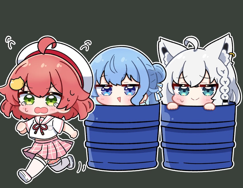 shirakami fubuki, hoshimachi suisei, and sakura miko (hololive) drawn by dohoon