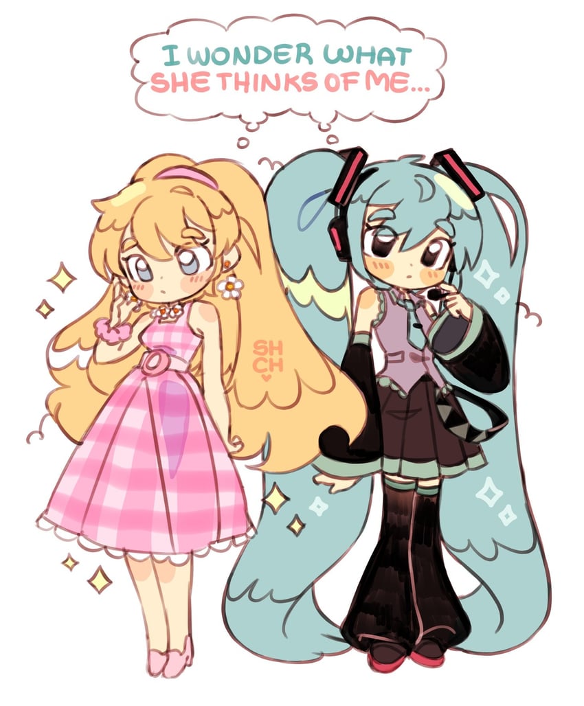 hatsune miku, barbie, and stereotypical barbie (vocaloid and 1 more) drawn by sharpycharot