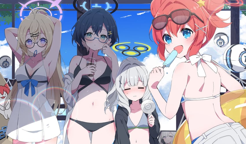 himari, maki, hare, chihiro, kotama, and 1 more (blue archive) drawn by mochigome_(ununquadium)