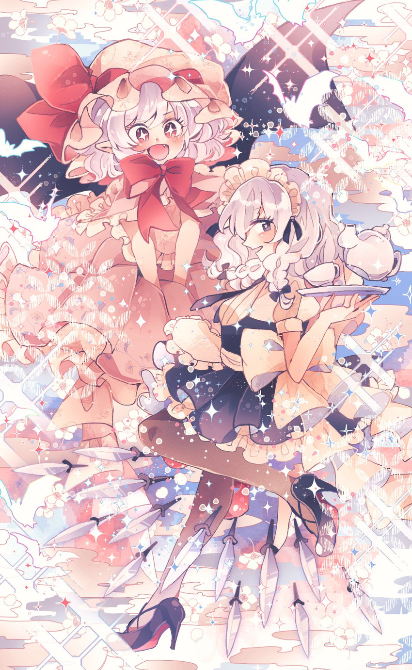 remilia scarlet and izayoi sakuya (touhou) drawn by ratto_(mobilis_1870)