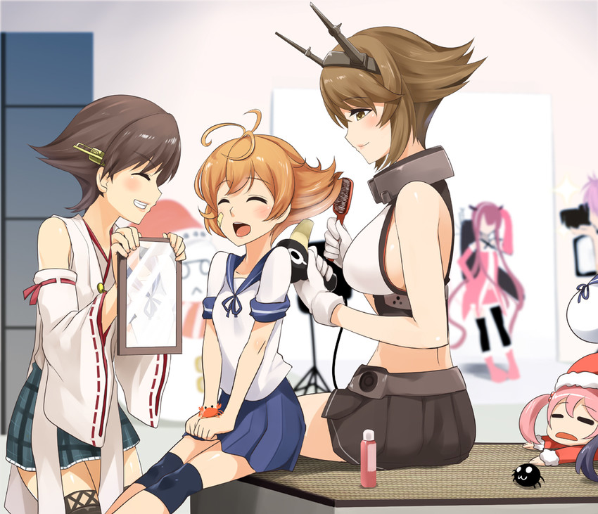 mutsu, sazanami, hiei, oboro, aoba, and 4 more (kantai collection) drawn by darkmaya