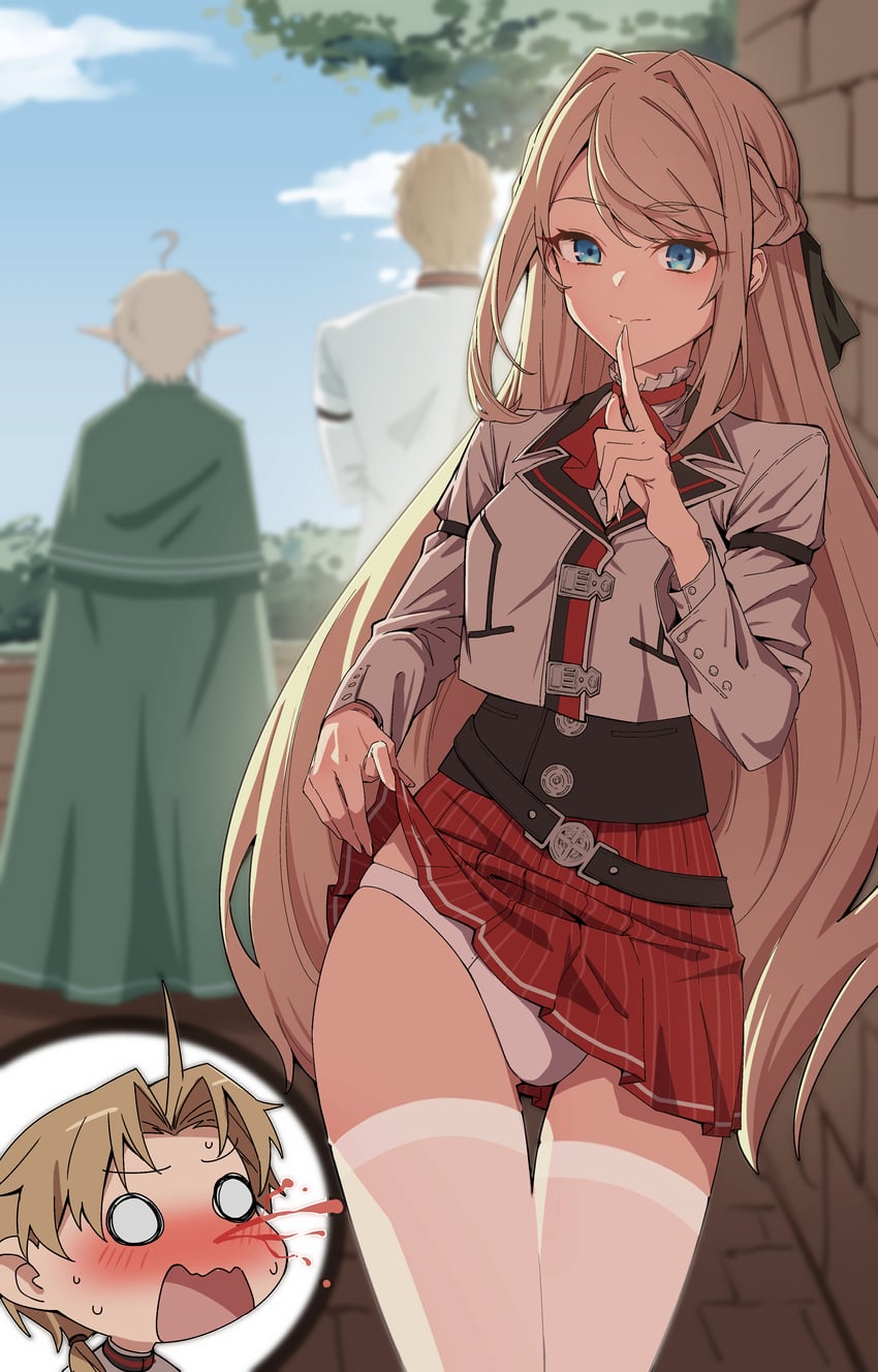 sylphiette, rudeus greyrat, ariel anemoi asura, and luke notos greyrat (mushoku tensei) drawn by chubb