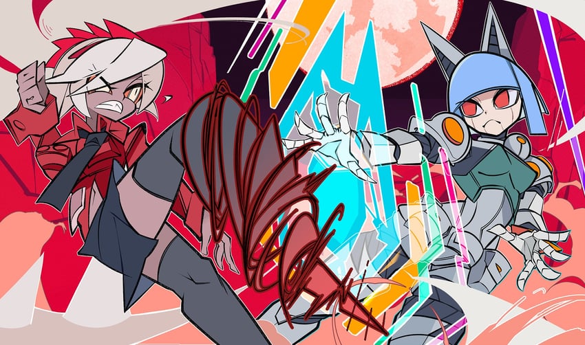ayanami rei, vaggie, fukua, and robo-fortune (skullgirls) drawn by cxdotchison