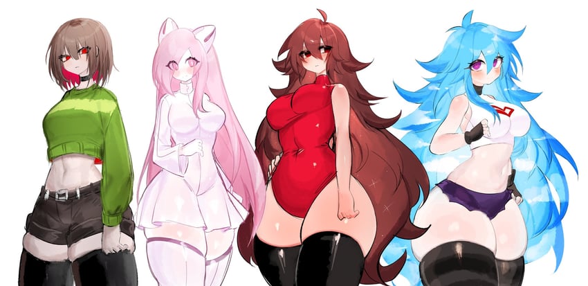 chara, girlfriend, boyfriend, and ami (undertale and 2 more) drawn by usa37107692