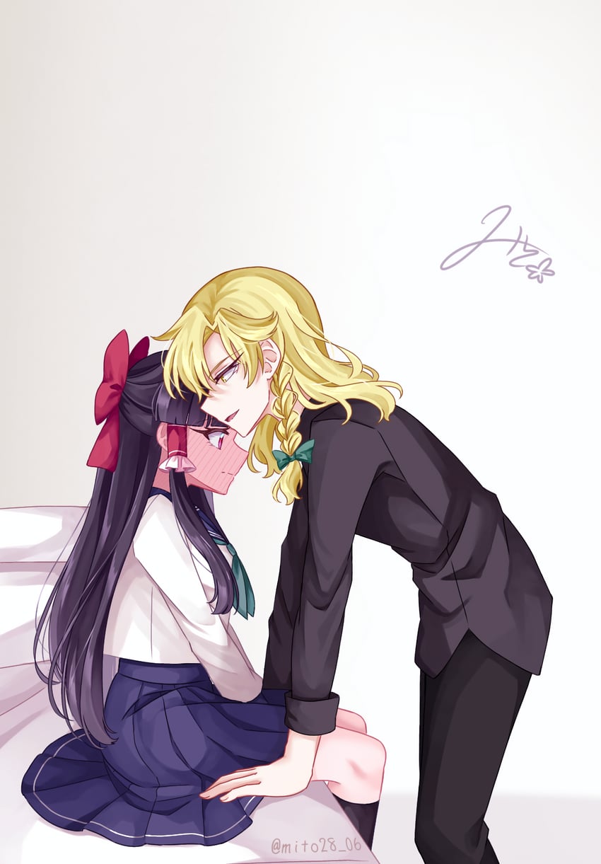 hakurei reimu and kirisame marisa (touhou) drawn by mito_(fate)