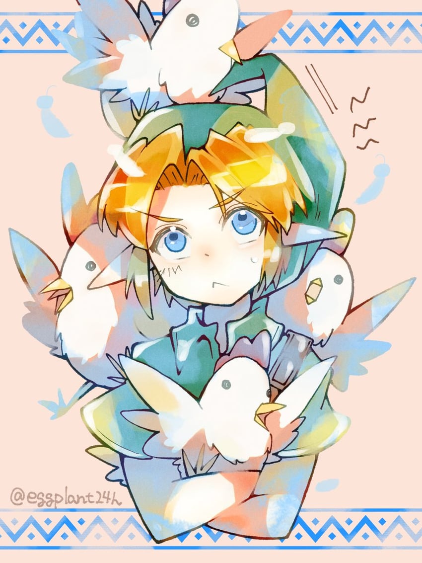 link, young link, and cucco (the legend of zelda and 1 more) drawn by eggplant24h