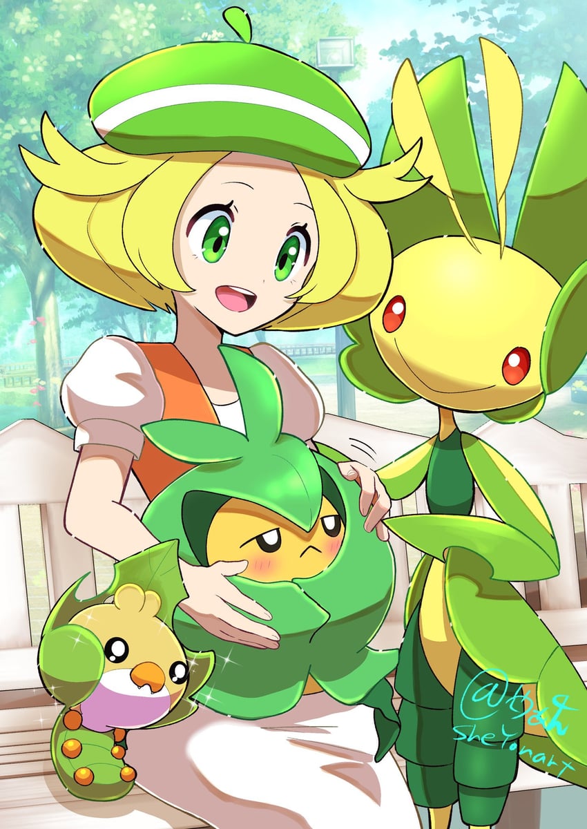 bianca, swadloon, sewaddle, and leavanny (pokemon and 1 more) drawn by sheyona