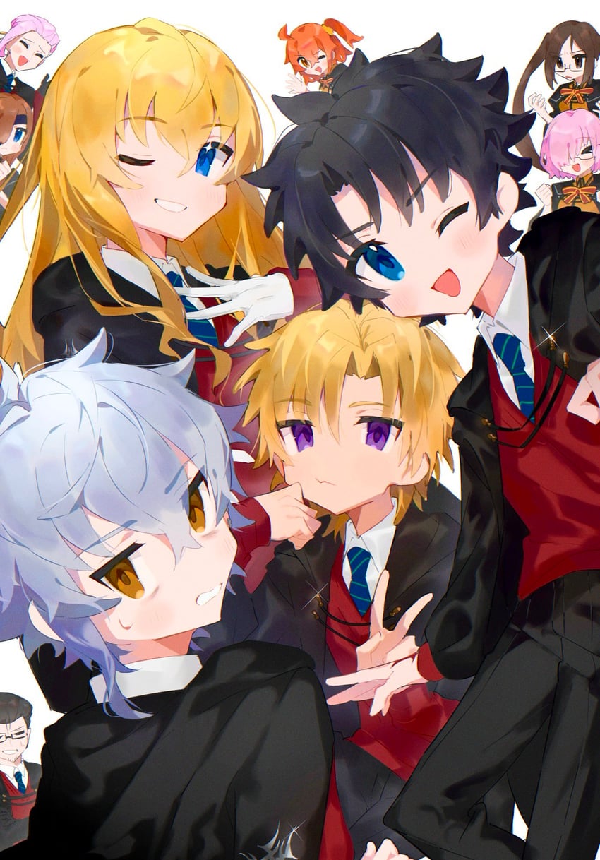 mash kyrielight, fujimaru ritsuka, yu mei-ren, kadoc zemlupus, kirschtaria wodime, and 5 more (fate and 1 more) drawn by takumi_(hkhkgohan)