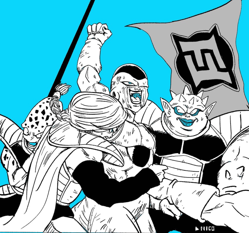 frieza, final form frieza, zarbon, dodoria, and appule (dragon ball and 1 more) drawn by nicocolors