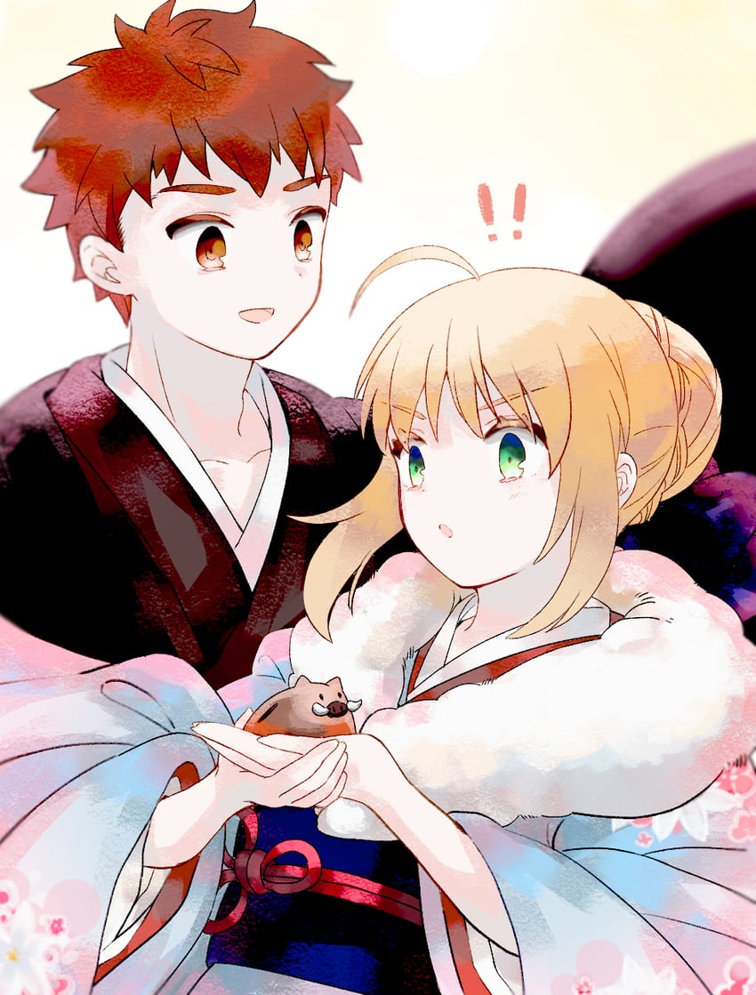 artoria pendragon, saber, and emiya shirou (fate and 1 more) drawn by suzuakks