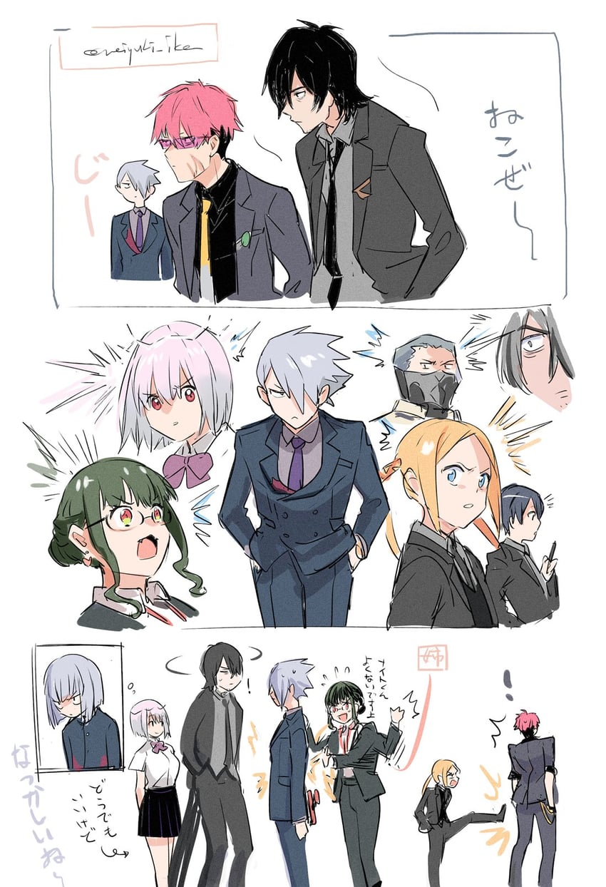 shinjou akane, anosillus ii, anti, gauma, samurai calibur, and 3 more (gridman universe) drawn by aki_(neyuki41028)