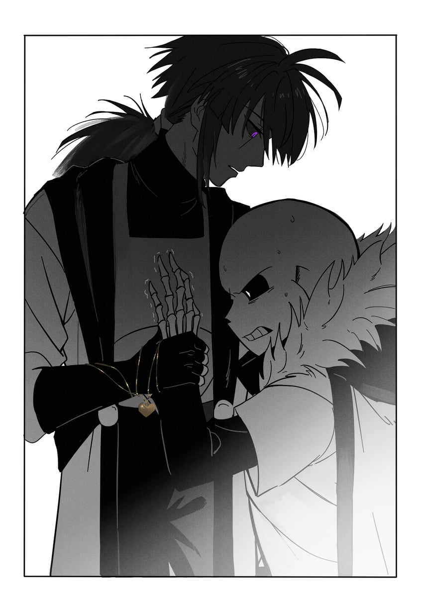 frisk and sans (undertale and 1 more) drawn by hanbaobaobaozhu