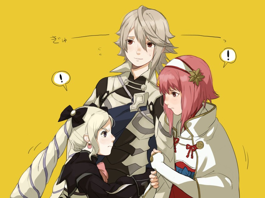 male corrin, elise, and sakura (fire emblem and 1 more) drawn by umemaru_(oume_maru)