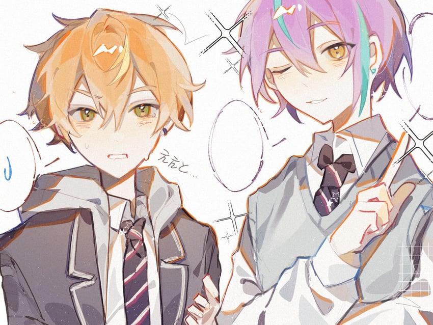 kamishiro rui and shinonome akito (project sekai) drawn by masaka_(jizhu68846825)