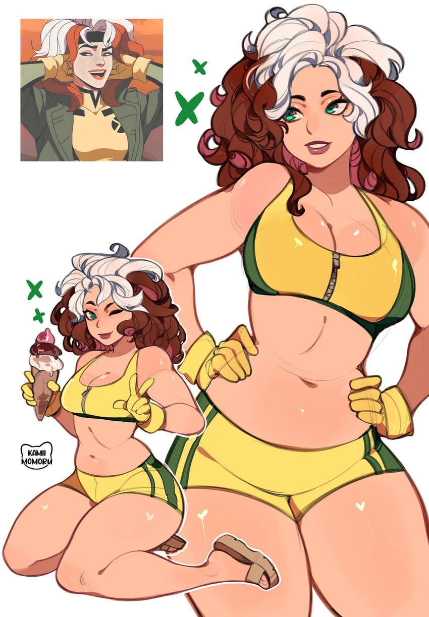 rogue (marvel and 2 more) drawn by kamii_momoru