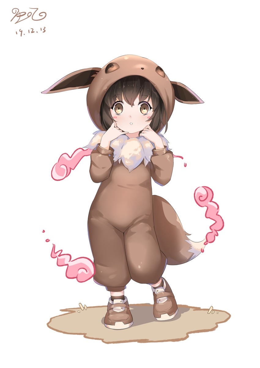 eevee and poke kid (pokemon and 1 more) drawn by nainai