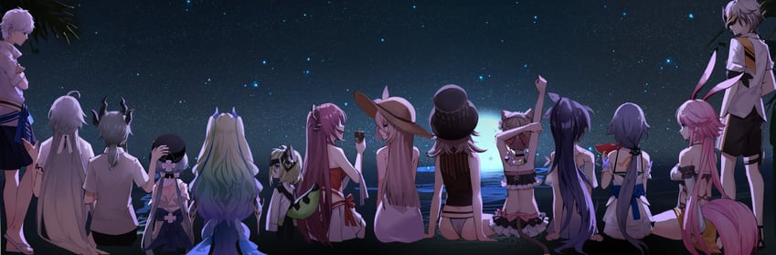 raiden mei, fu hua, yae sakura, aponia, griseo, and 9 more (honkai and 1 more) drawn by hamilundenongdizhe