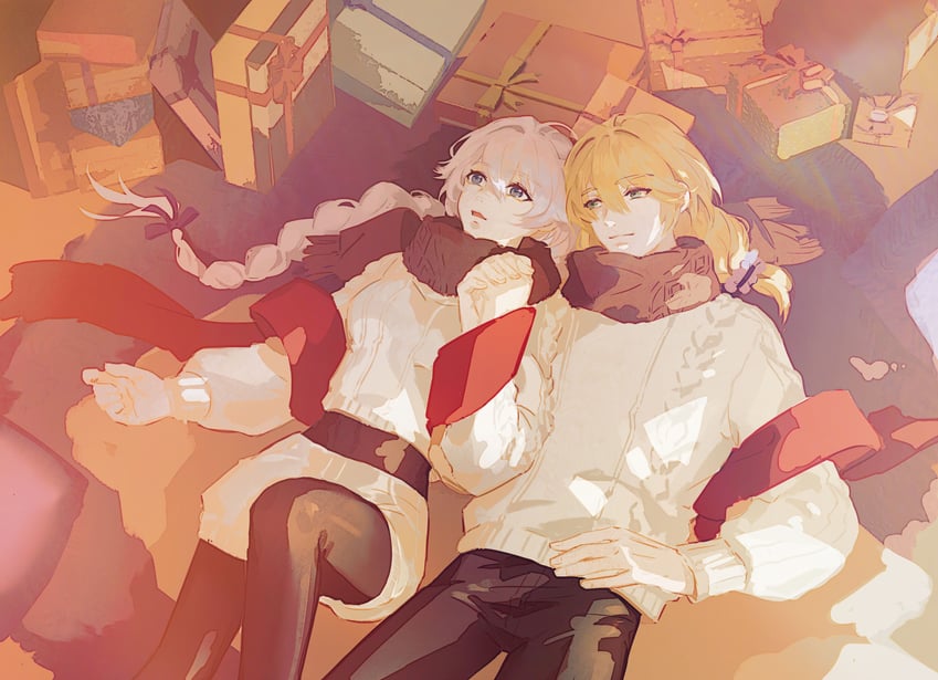 kallen kaslana and otto apocalypse (honkai and 1 more) drawn by fuyewanshigu