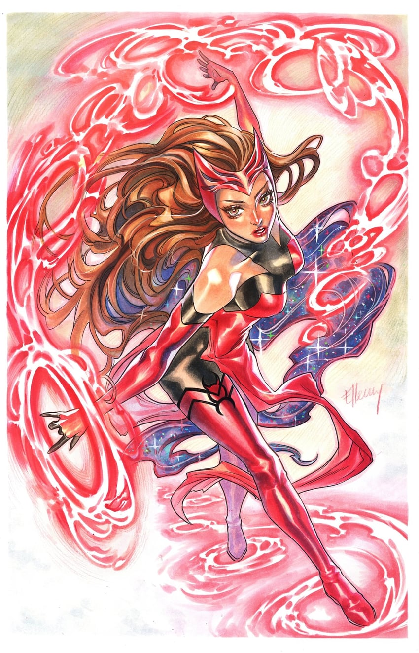 wanda maximoff and scarlet witch (marvel) drawn by art_of_ellery