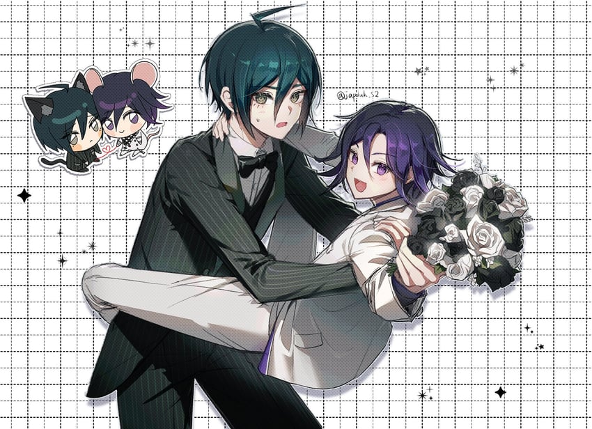oma kokichi and saihara shuichi (danganronpa and 1 more) drawn by japduk_s2