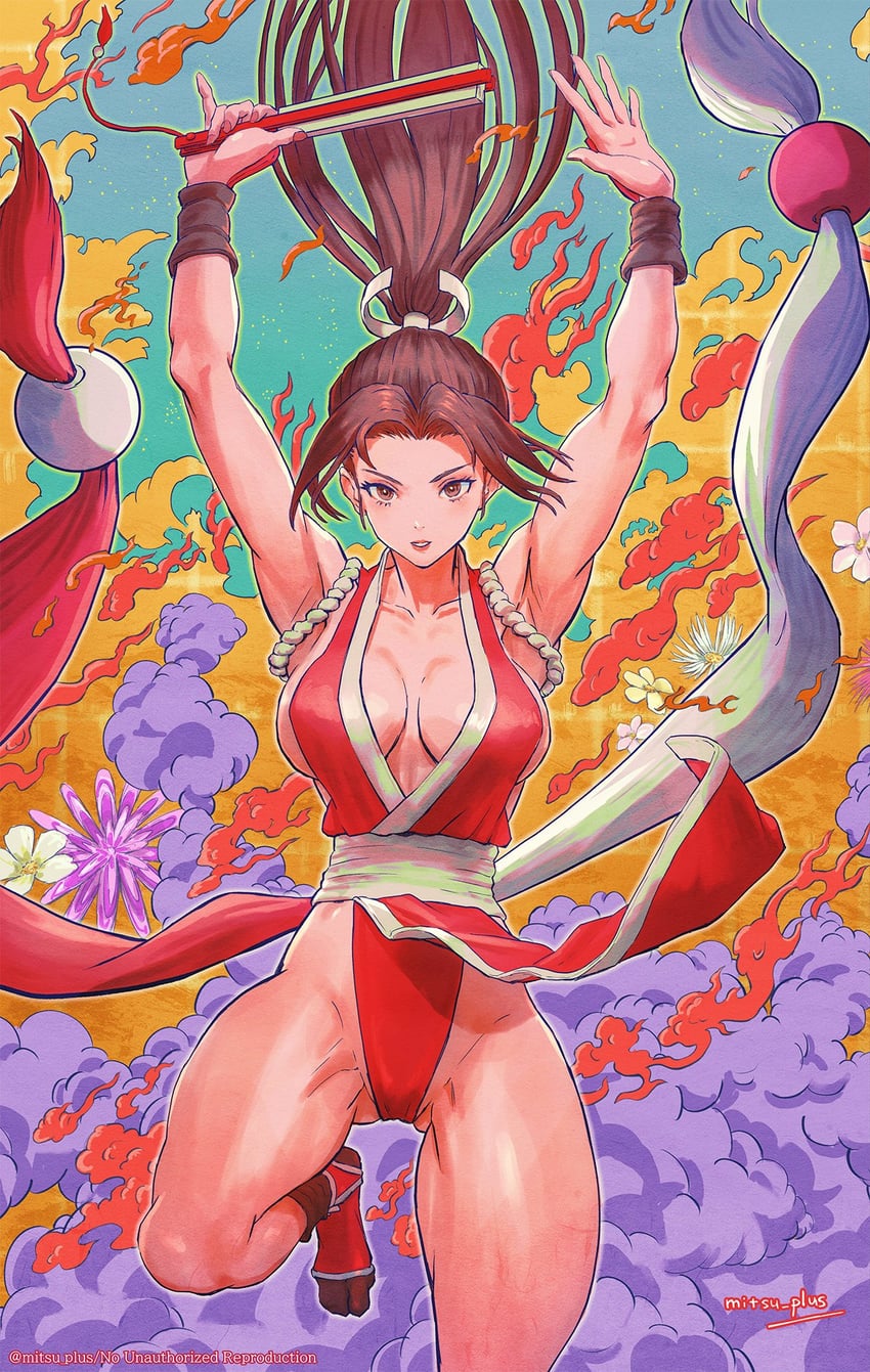 shiranui mai (the king of fighters) drawn by mitsu_plus