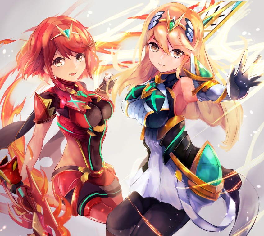 pyra and mythra (xenoblade chronicles and 2 more) drawn by 7nasta
