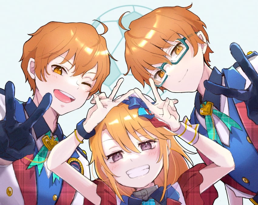 yuuki haru, aoi yusuke, and aoi kyosuke (idolmaster and 3 more) drawn by koichi_makoto_(artist)
