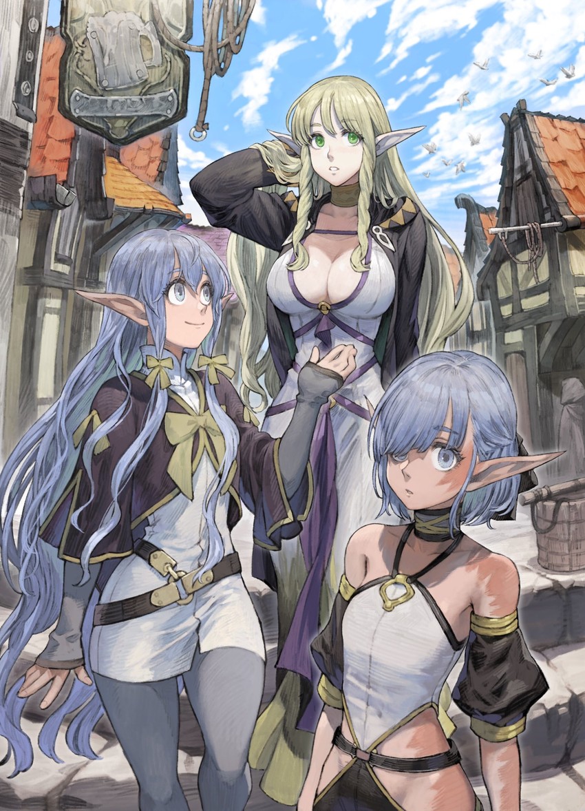 maria elfuur, caria elfuur, and antelise antik (isekai mokushiroku mynoghra) drawn by jun_(navigavi)