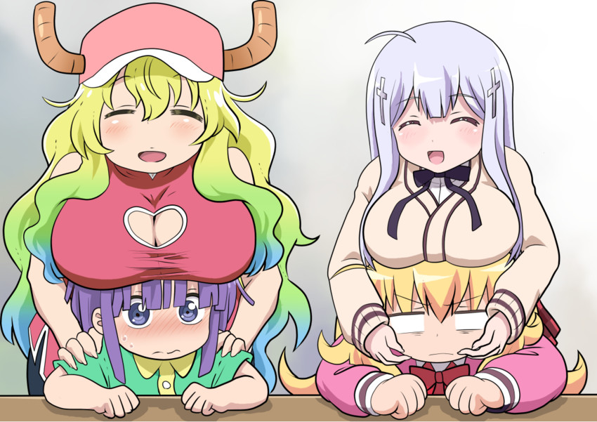 lucoa, gabriel tenma white, magatsuchi shouta, and raphiel shiraha ainsworth (kobayashi-san chi no maidragon and 1 more) drawn by knives_(knives777)