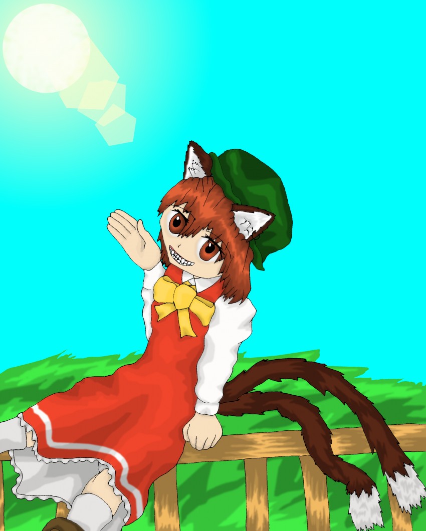 chen (touhou) drawn by mroilman
