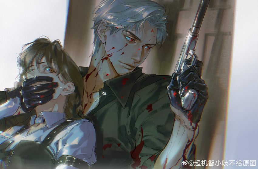 protagonist and sylus (love and deepspace) drawn by chimmyming