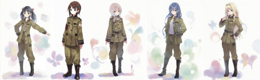 sorami kanata, kannagi noel, suminoya kureha, kazumiya rio, and filicia heideman (sora no woto) drawn by kishida_mel