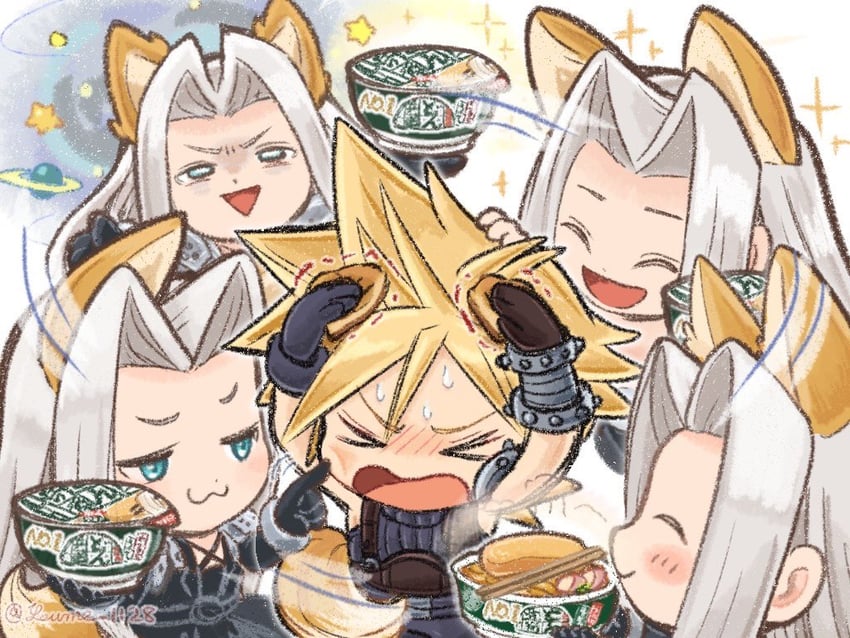 cloud strife and sephiroth (final fantasy and 4 more) drawn by suruga_kanade