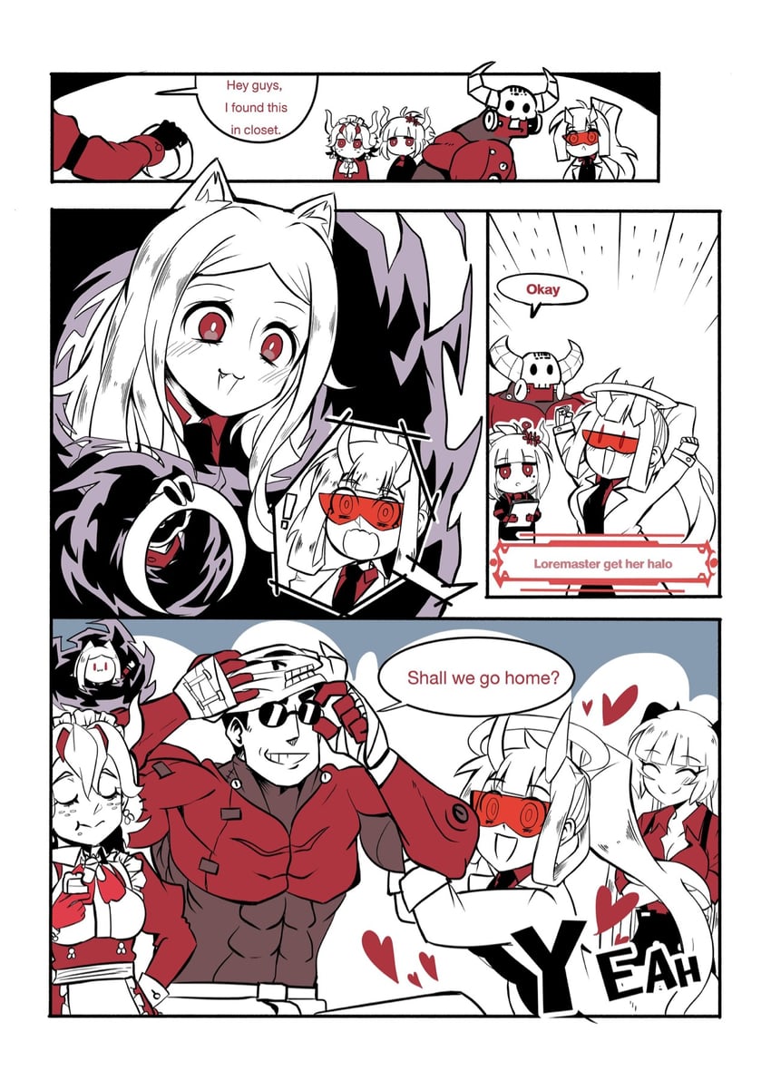 lucifer, justice, helltaker, cerberus, beelzebub, and 2 more (original and 1 more) drawn by demongem