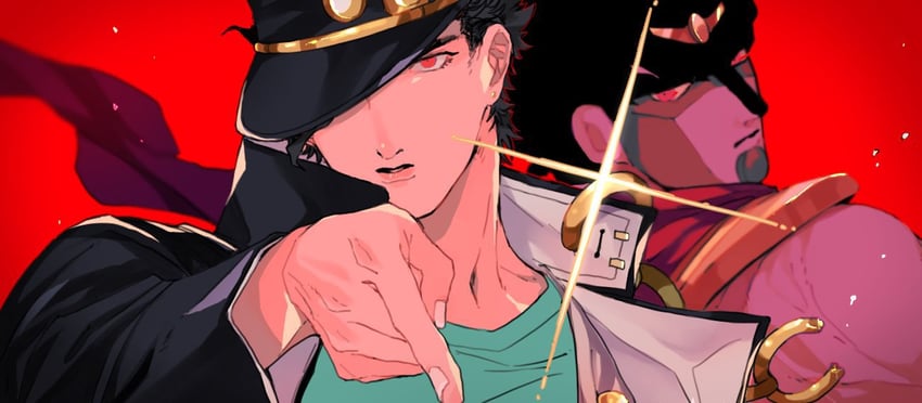 kujo jotaro and star platinum (jojo no kimyou na bouken and 1 more) drawn by inum0g