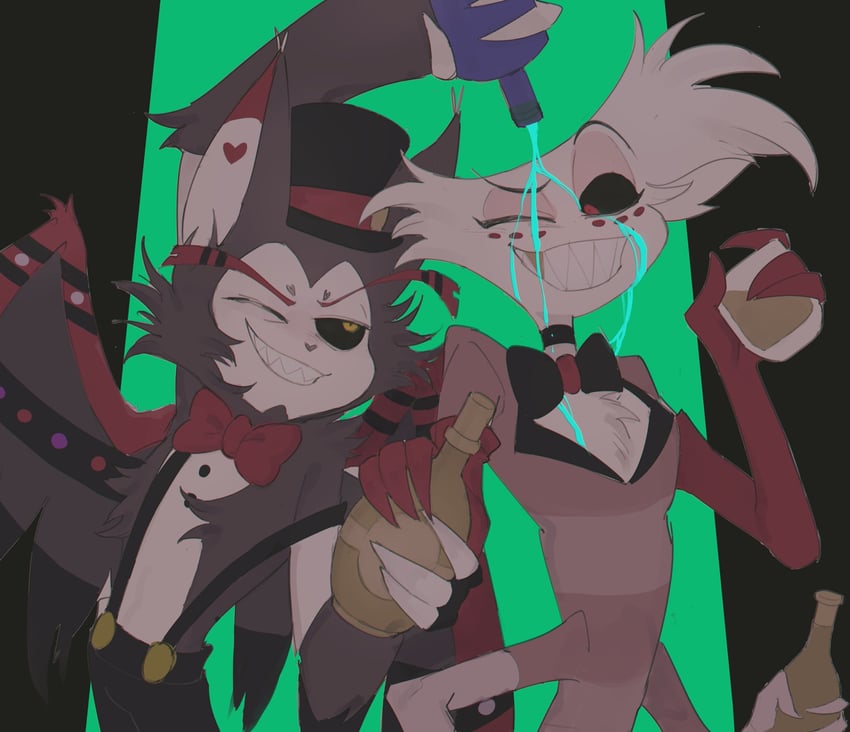 angel dust and husk (hazbin hotel) drawn by natto_rain