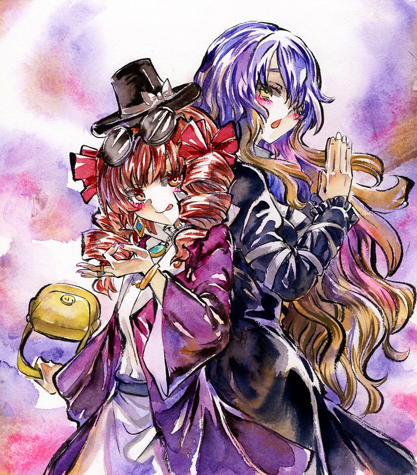 hijiri byakuren and yorigami jo'on (touhou) drawn by kabaji