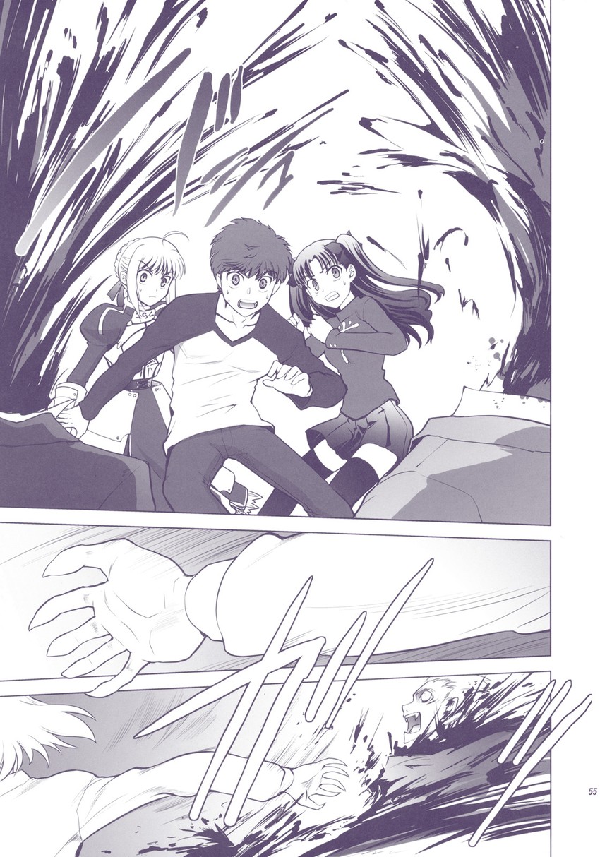 artoria pendragon, saber, tohsaka rin, emiya shirou, and arcueid brunestud (fate and 4 more) drawn by shirotsumekusa