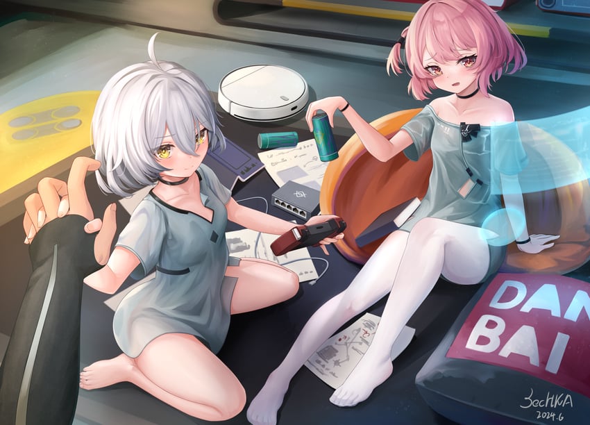 adjutant, acacia, and fritia ignis (snowbreak: containment zone) drawn by sechka