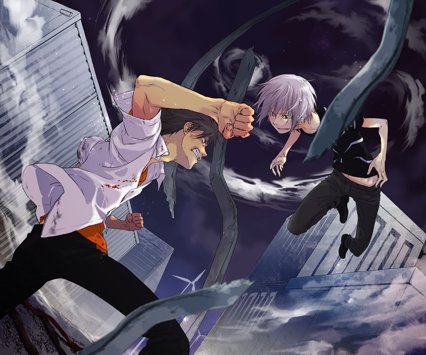 kamijou touma and accelerator (toaru majutsu no index) drawn by mutsuco