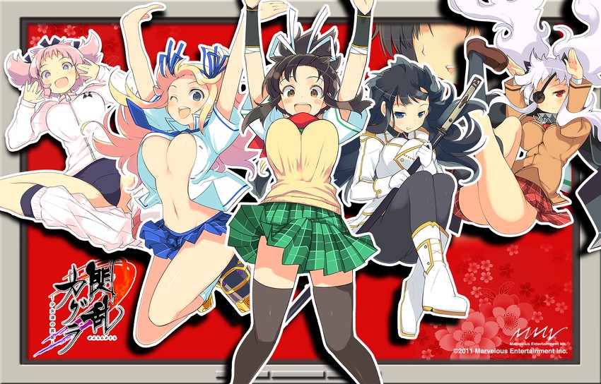 asuka, ikaruga, hibari, katsuragi, and yagyu (senran kagura) drawn by yaegashi_nan