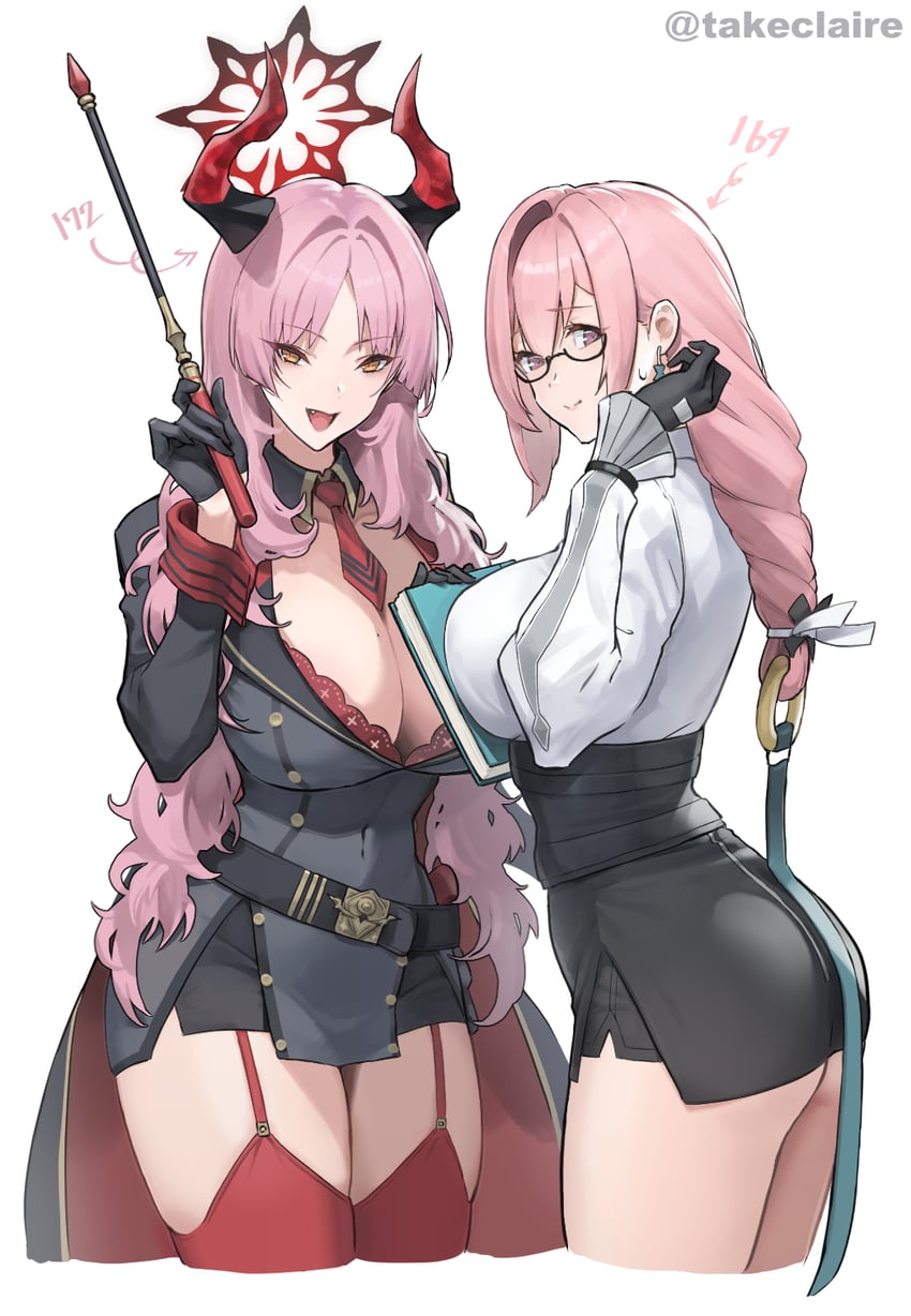 tsukishiro yanagi and satsuki (blue archive and 1 more) drawn by takeclaire