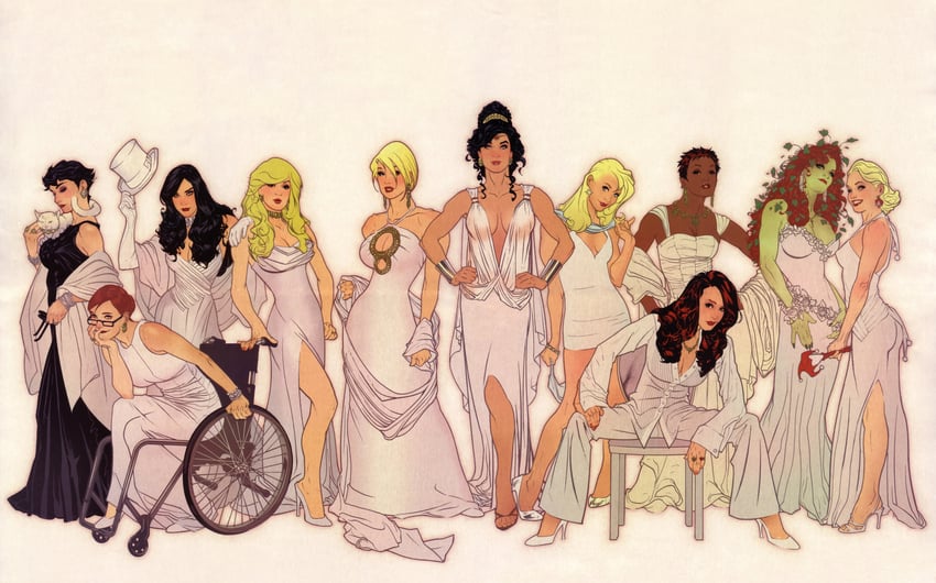 harley quinn, wonder woman, supergirl, power girl, poison ivy, and 9 more (dc comics) drawn by adam_hughes
